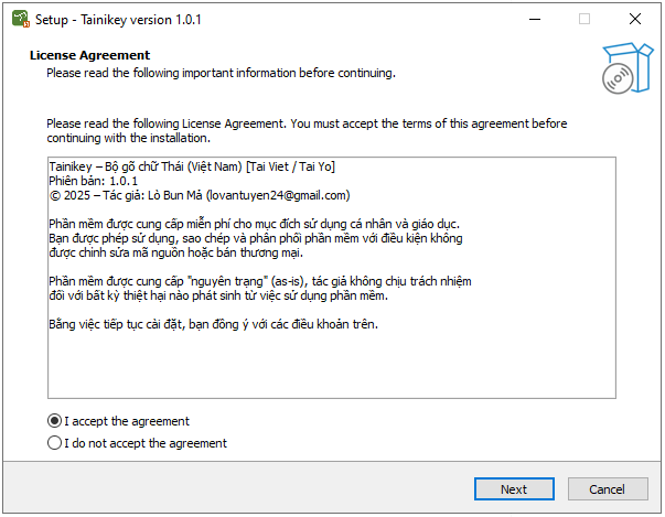 Bước 1: Các điều khoản